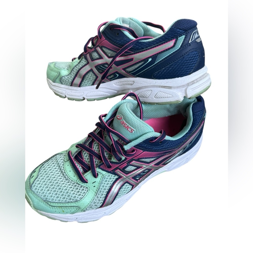 Donated to Philippines—-ASICS Green and Pink Athletic Shoes with Mesh Upper - Picture 2 of 16